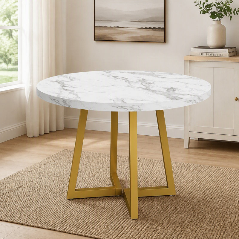 31.5" Dining Table, Industrial Kitchen Dinner Table with Metal Base