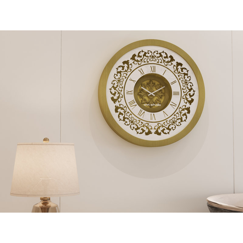Allyna Manufactured Wood Wall Clock, 60cm H x 60cm W x 7cm D, Bronze Effect