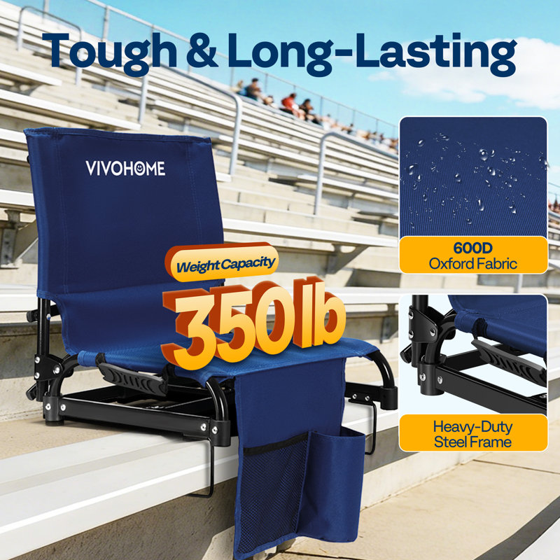 2-pack Ultra-compact Folding Lightweight Stadium Seats With Back Support, Navy