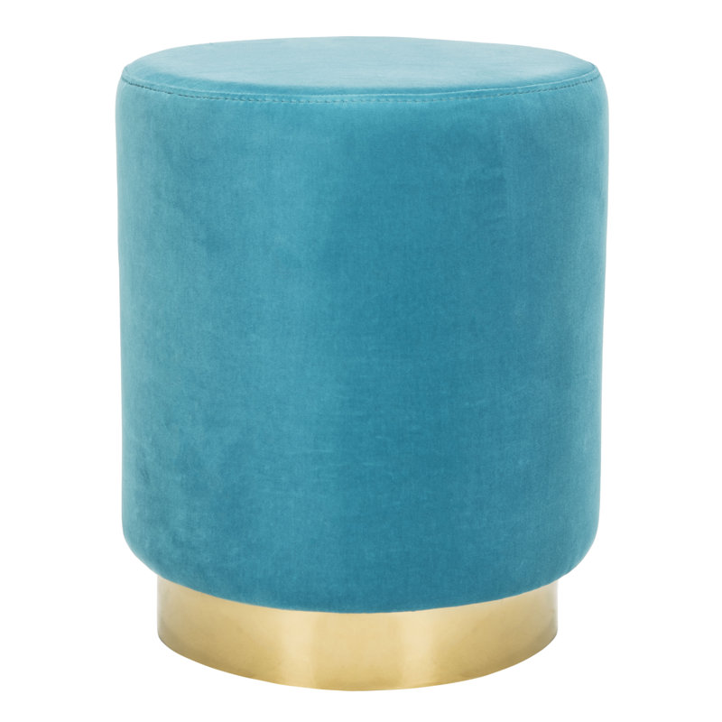 Skye Velvet Ottoman, Turquoise