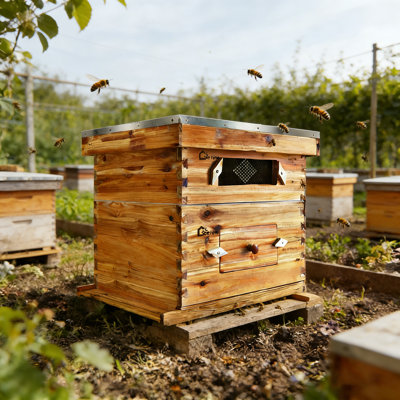10-Frame Bee Hive Starter Kit for Beekeepers Dipped In 100% Beeswax Includes 1 Deep Box and 1 Medium Bee Box with Acrylic Window, Beehives Frames and Wax Foundations for Beginner Beekeepers