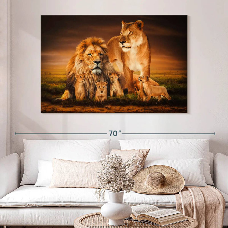 Famille de lion, H 34 po x l 51 po