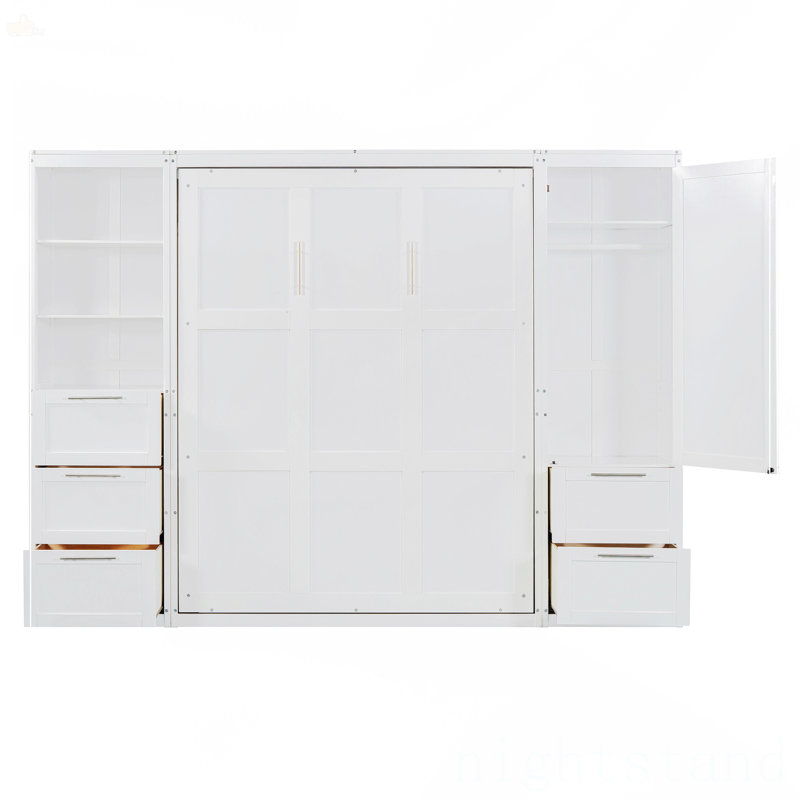 Grand lit escamotable mural avec placard