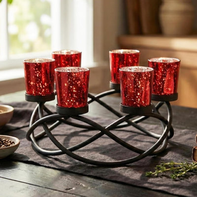 Centre de table avec porte-bougie ronde