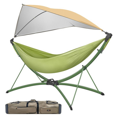 Portable Outdoor Hammock with Quick-Fold Stand, Adjustable Nylon Fabric and Aluminum Alloy Frame