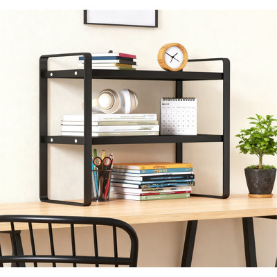 Desktop Organizer Shelf With Adjustable Height, 2-Tier Office Storage Rack For Desk Organization, Space-Saving Bookshelf For Home And Office Supplies
