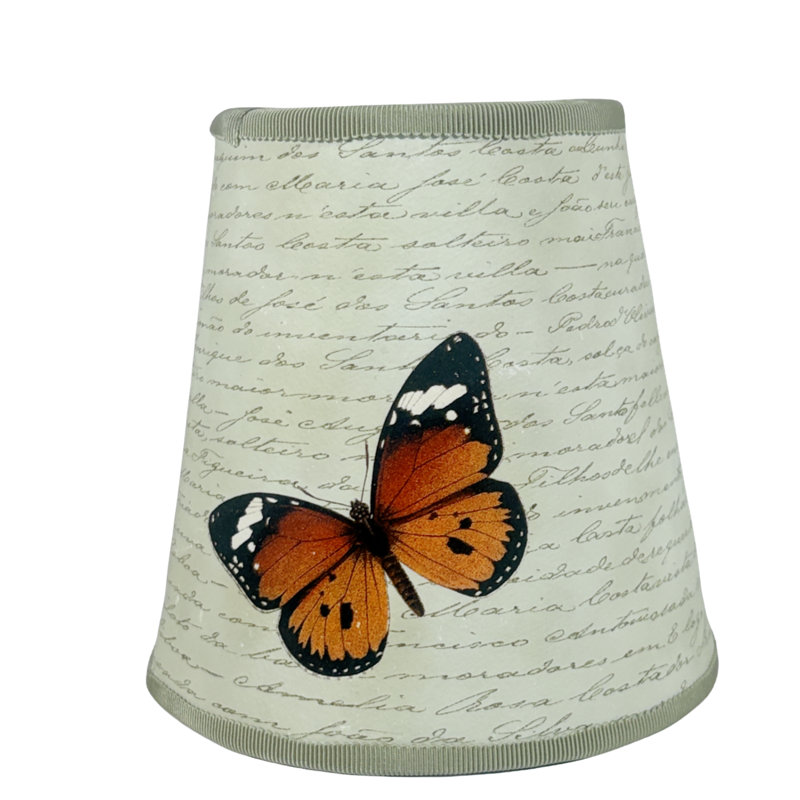 Butterfly on Celedon Manuscript Shade Cover