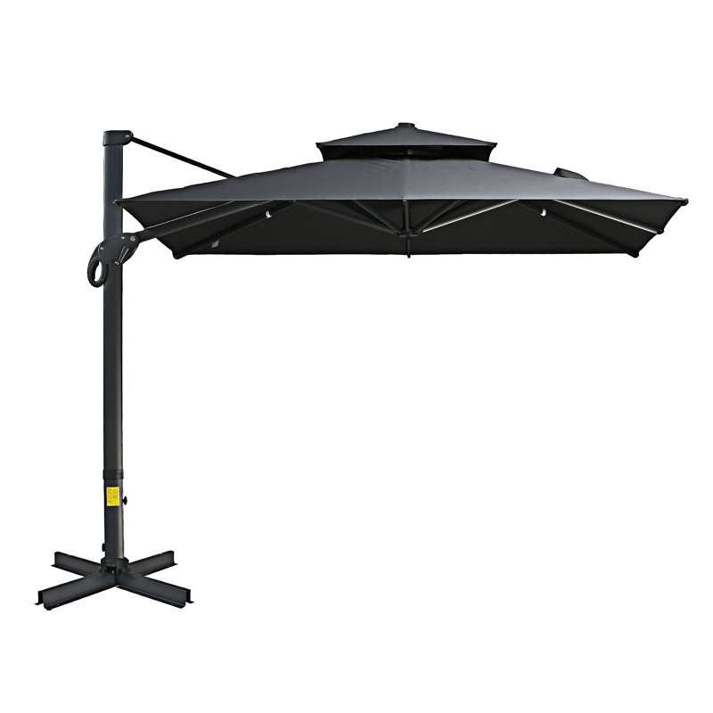 Parasol suspendu en porte-à-faux, L 9,82 po x P 9,82 po, Gris