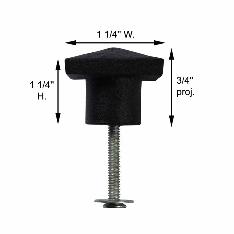 Black Square Iron Cabinet Knob with Mounting Hardware