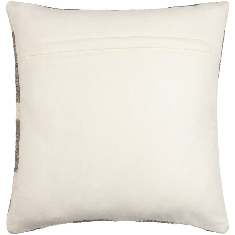 Leonida Geometric Cotton Blend Throw Pillow, 20"H x 20"W, Brown/Off-White, Polyester/Polyfill