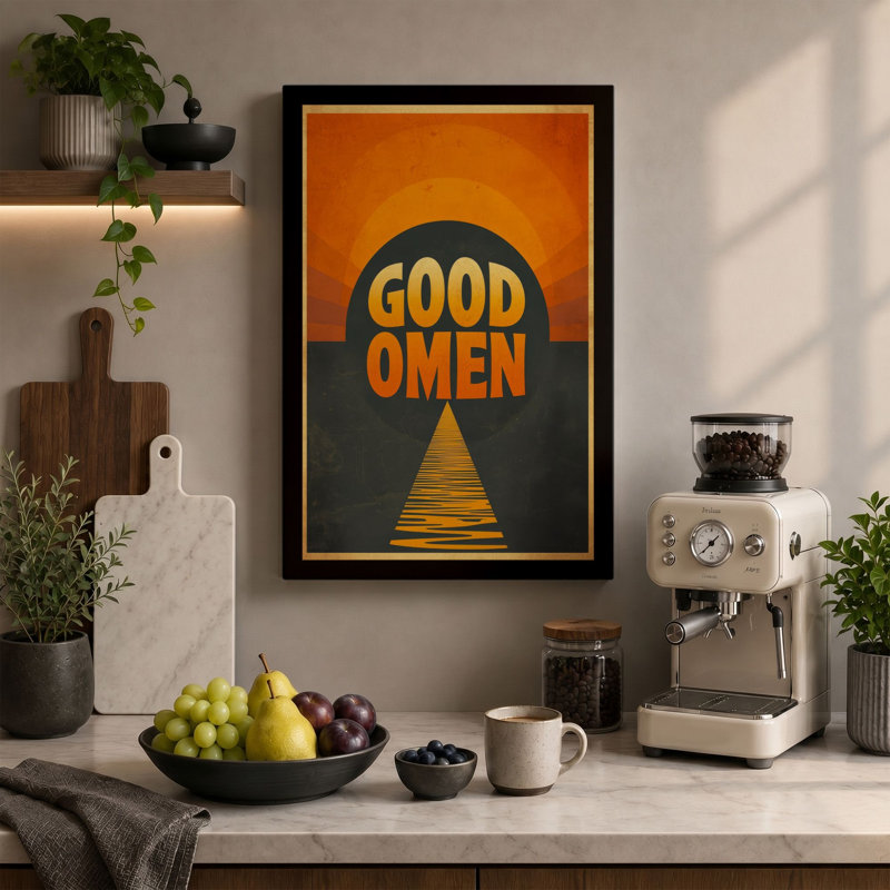 Good Omen Mid-Century - Wrapped Canvas, 36x24 - 91.4 x 61.0 cm, Sage Border