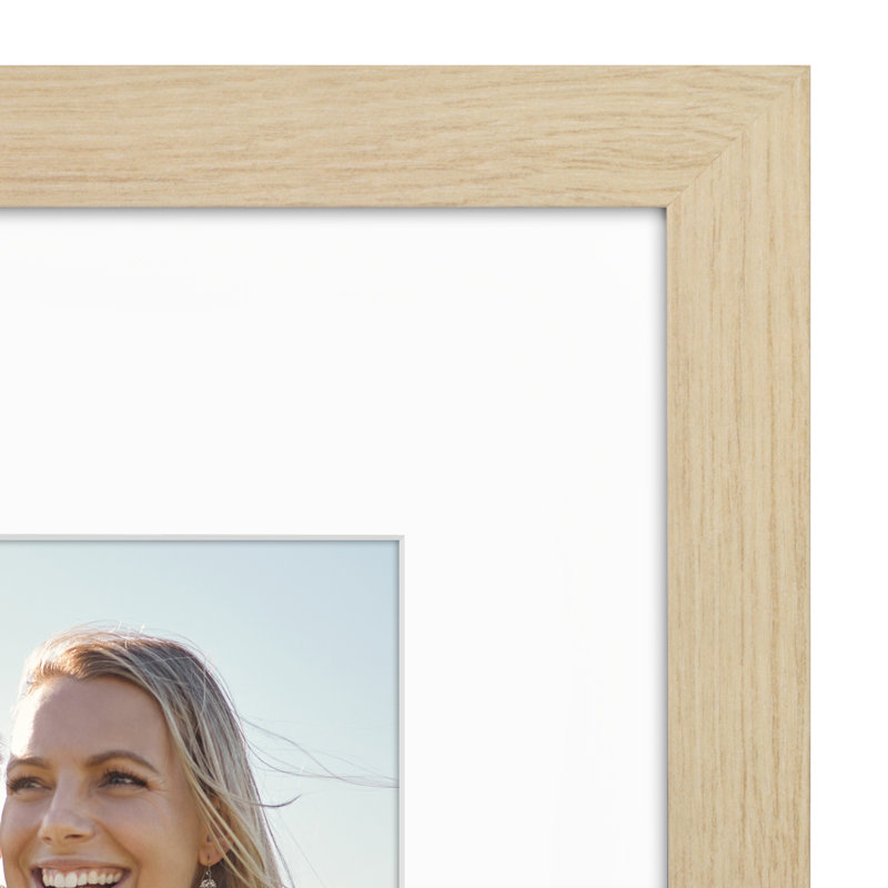 Americanflat Wide Moulding Picture Frame with Mat, Natural Oak, 16" x 24"