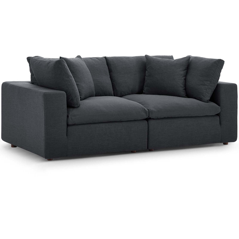 Ensemble de canapé modulaire rembourré en duvet 2 pièces Copper Grove Hrazdan par Modway, 100% polyester gris