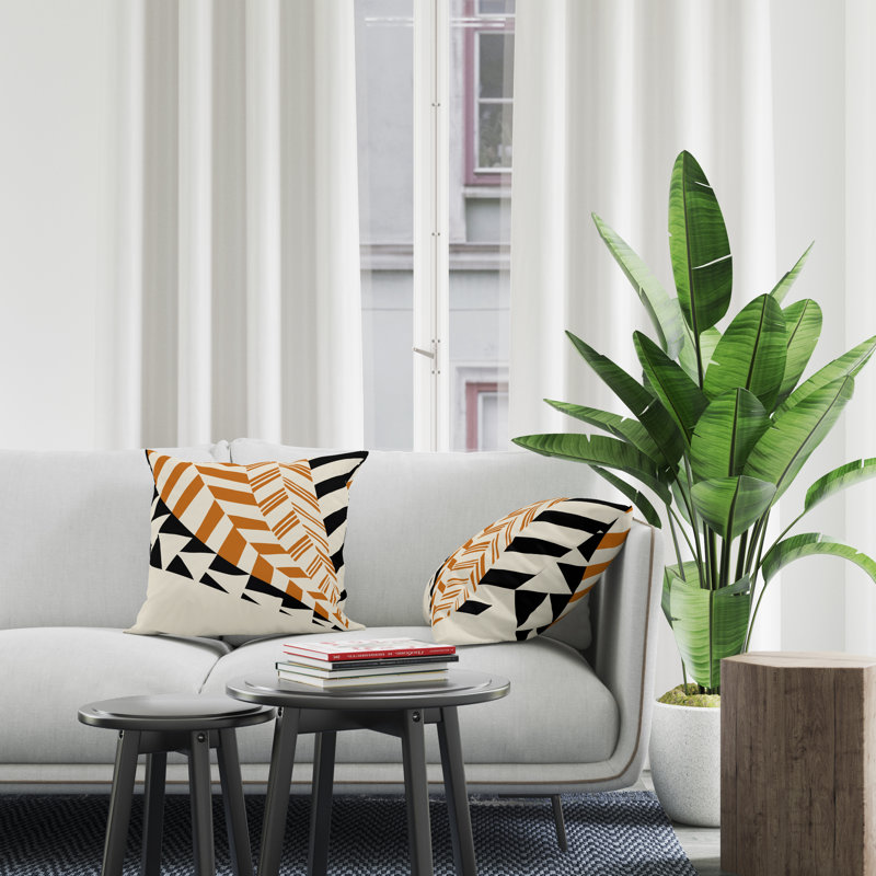Jeté carré intérieur / extérieur en polyester Ikom, L 15 po x H 15 po, Orange