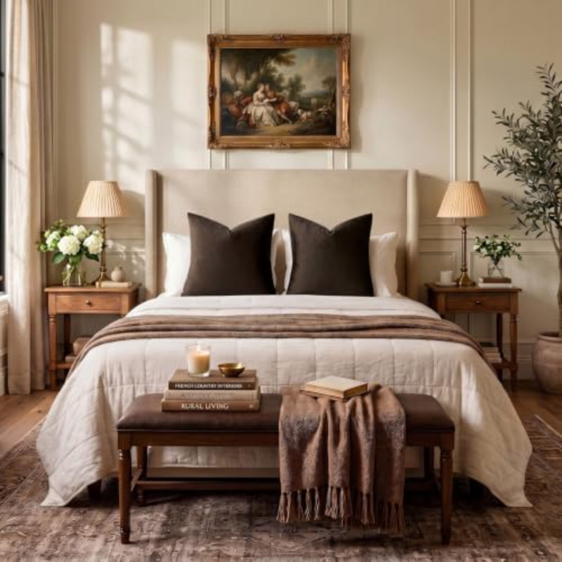 Ensemble de 2 coussins décoratifs en velours brun 18 x 18, Brown, Carré 18 po