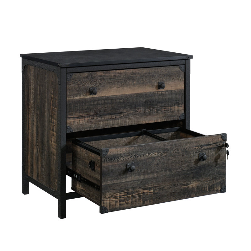Engineered Wood Industrial Lateral File With A Lockable Drawer, Brown