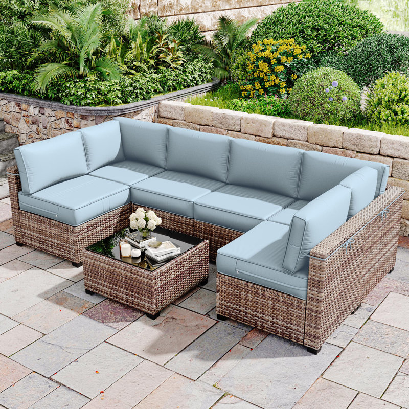 14 Pcs Outdoor Cushion Slipcovers All-Weather Patio Cushion Covers For Outdoor Furniture, Covers Only, Blue Sky