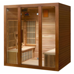 SunRay Saunas Roslyn 4 - Person Bluetooth Compatible FAR Infrared Sauna in Cedar