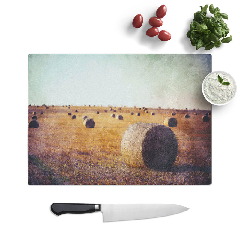 Hay Bales Painting Chopping Board, 0.4cm H x 28.5cm W x 39cm L
