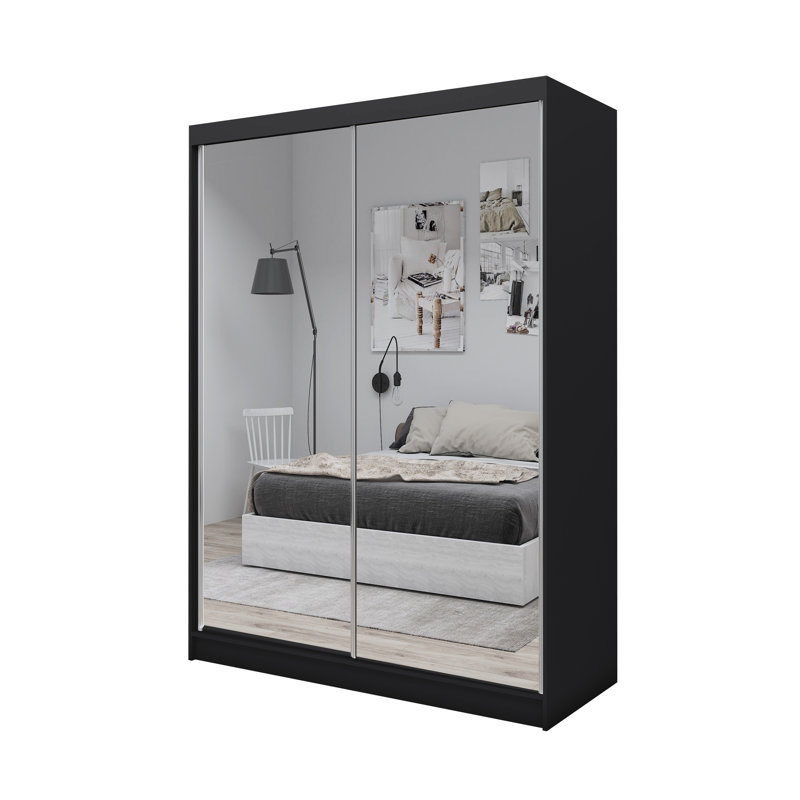 Haddy 2 Door Manufactured Wood Wardrobe, Black