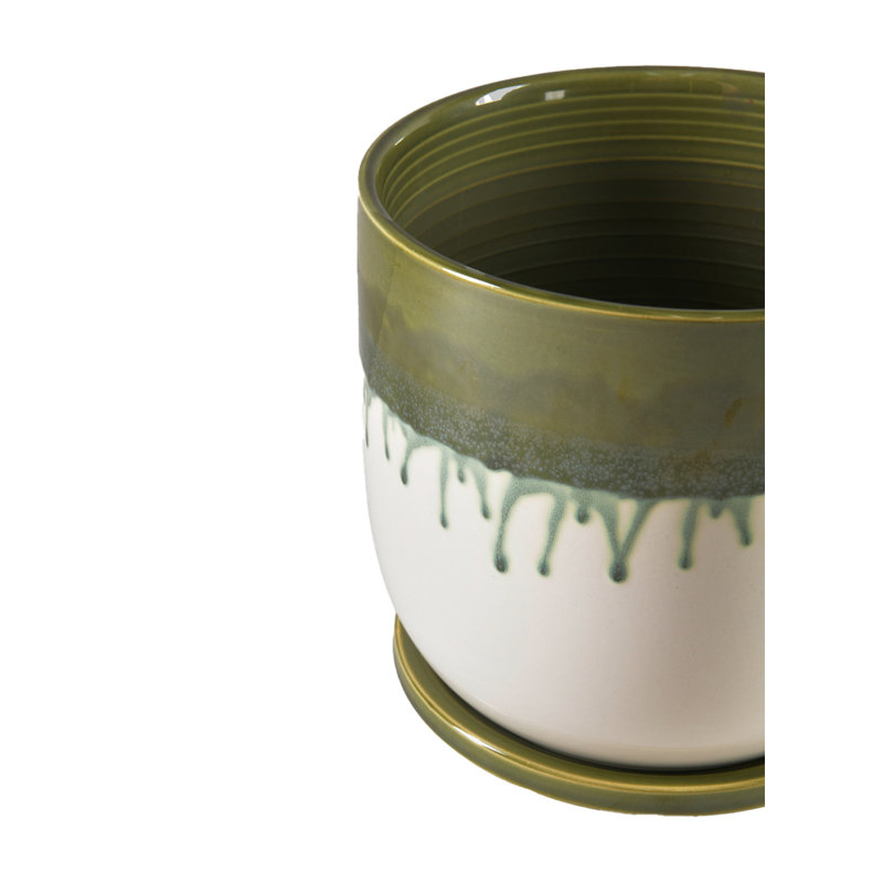 Pot à fleurs en céramique avec soucoupe Matcha de Ebern Designs