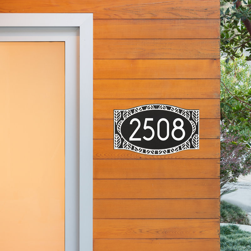 Frond Neohaus 1-Line Personalized Wall Address Plaque, Yes, Black/White