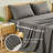 4 Piece Twin Size Sheet Set, 100% Rayon Derived from Bamboo Sheet Set, Cooling & Breathable, Luxury Silky Soft, Deep Pocket up to 16", Gray-122871994-122871996