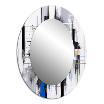 Miroir mural moderne bleu et bleu Bold Stripes II