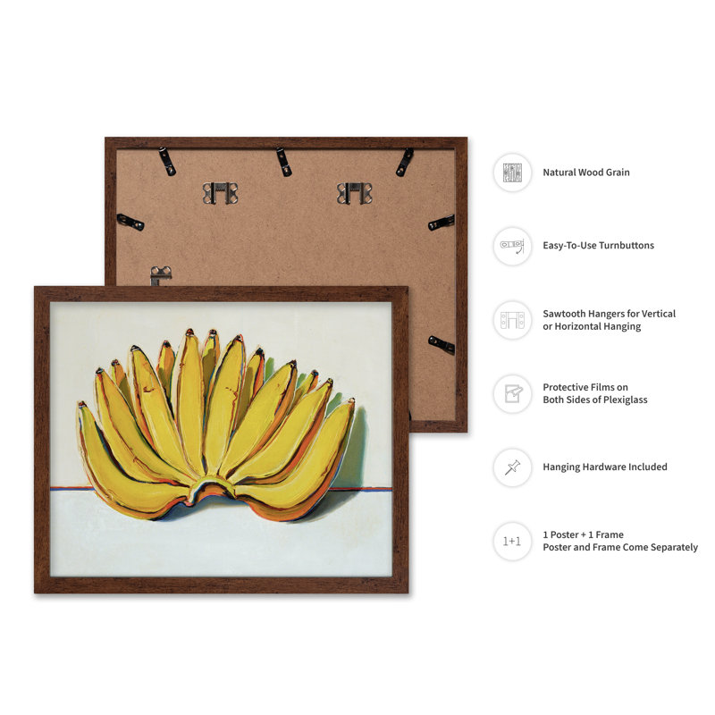 Peinture à l'huile de banane, Poster, 16"H x 20"W, Brown Framed