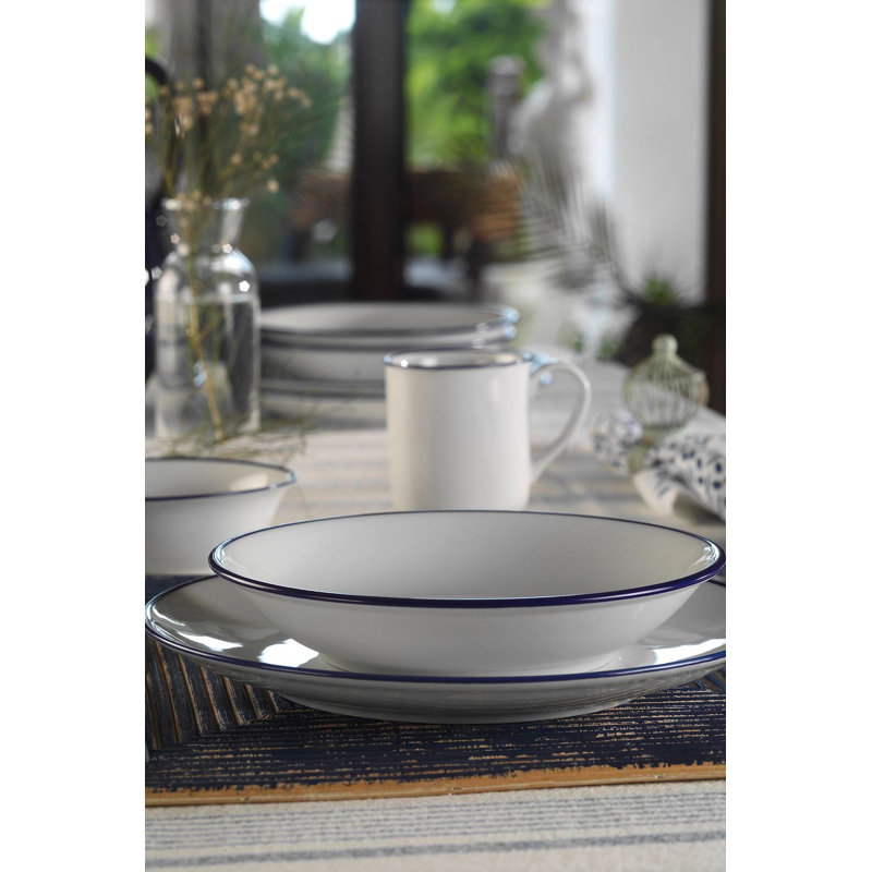 Service de table 16 pièces, service pour 4 Sky, Blanc / bleu foncé