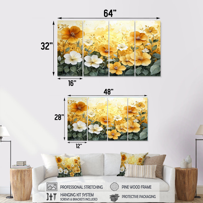 Été, lueur dorée d'hibiscus II - art mural hibiscus - décoration murale traditionnelle, H 28 po x l 48 po, 4