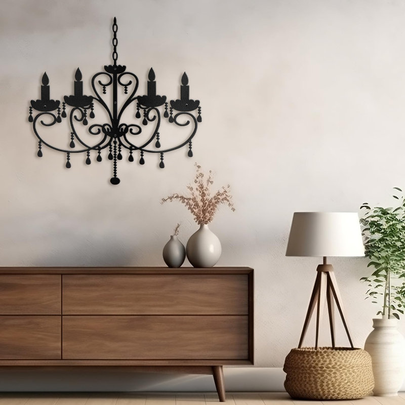 Décoration murale en métal, H 25 po x l 30 po x P 0,05 po, Noir