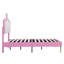 Structure de lit simple tapissier avec lumières DEL, lit princesse rembourré moderne avec tête de lit couronne