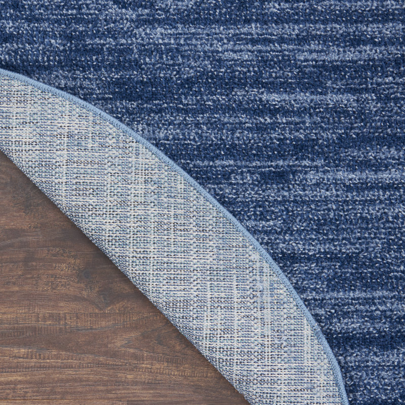 Tapis intérieur / extérieur bleu marine / bleu Nourison Essentials, Rond 6 pi