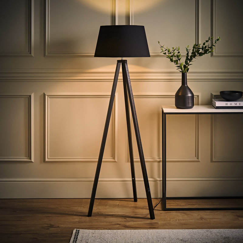 Nemours 159cm Basbro Tripod Floor Lamp Shade, No, Black, Black