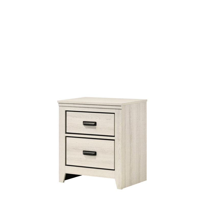 2 tables de chevet pour chambre à coucher - look moderne avec rangement et poignées en métal, Beige