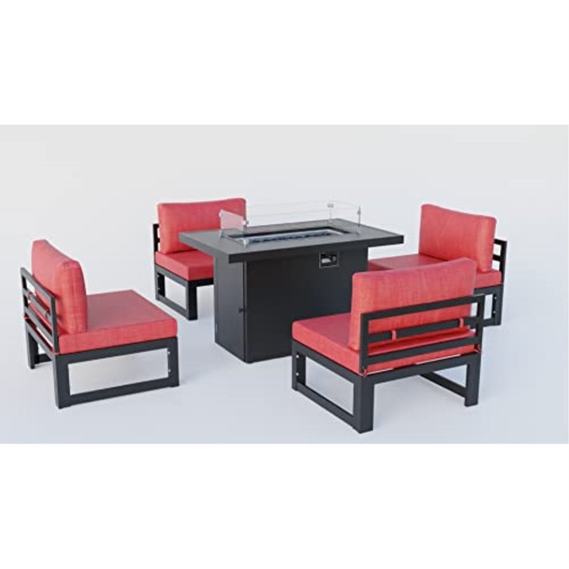 Ensemble de conversation en métal pour 4 personnes Letendre, Rouge