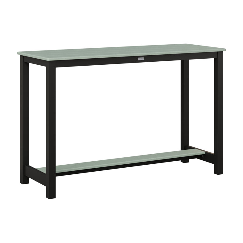 Table de bar en aluminium Berlin Gardens, 38.5" H x 60" W x 22" D, Écume de mer, écume de mer, Noir mat