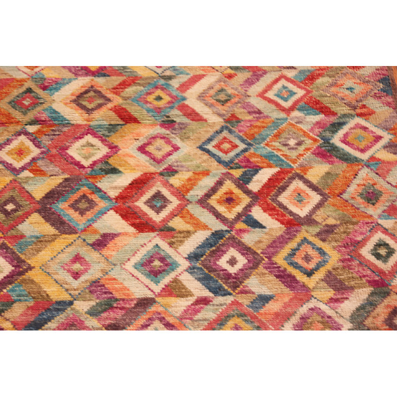Nazmiyal Collection Contemporary Colorful Diamond Pattern Rug 3ft 5in X 5ft 1in