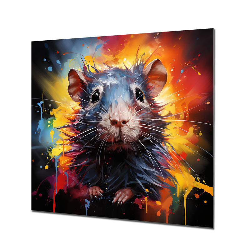 Pop Art,  d'Inde 2 - Art mural rongeur, H 16 po x l 16 po