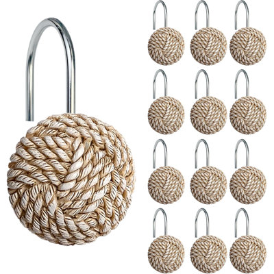 Boho Knots Shower Curtain Hooks, Home Decorative Shower Curtain Rings For Bathroom, Seaside Nautical Shower Curtain Hangers Bathroom Accessories, Set Of 12