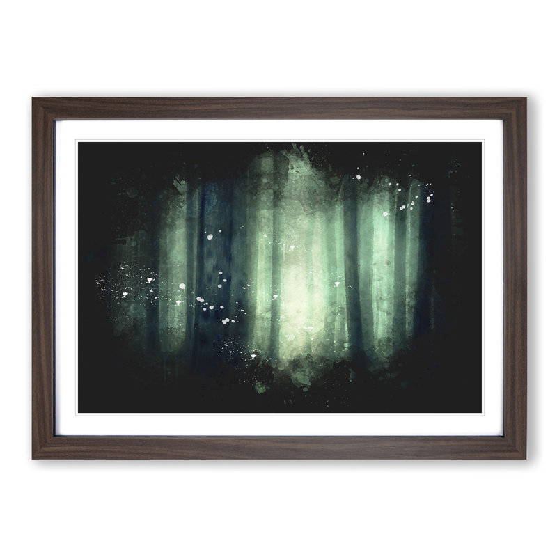 Green Misty Forest - Picture Frame Graphic Art Print, Walnut Framed, 62cm H x 87cm W x 2cm D