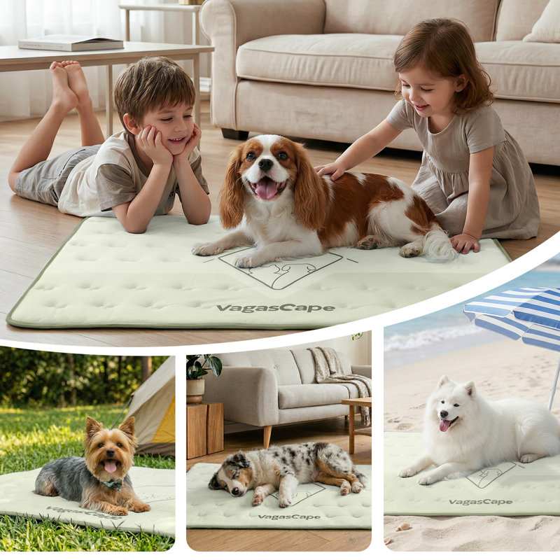  Tapis de refroidissement réversible pour chien 3.0, 60 po x 40 po, épais et durable, Extra Large, Square Green