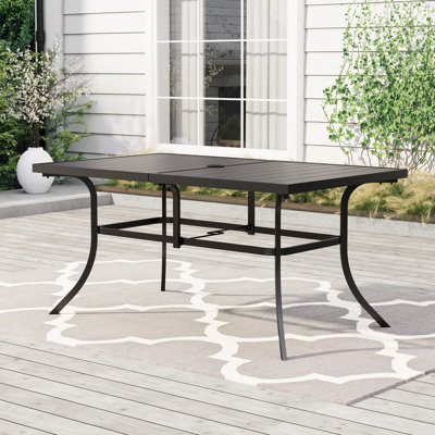 Rectangular Outdoor with Umbrella Hole Dining Table - 152 cm W 89 cm D