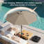 9 pi Parasol d'extérieur à énergie solaire avec lumières DEL, auvent en polyester-744451069
