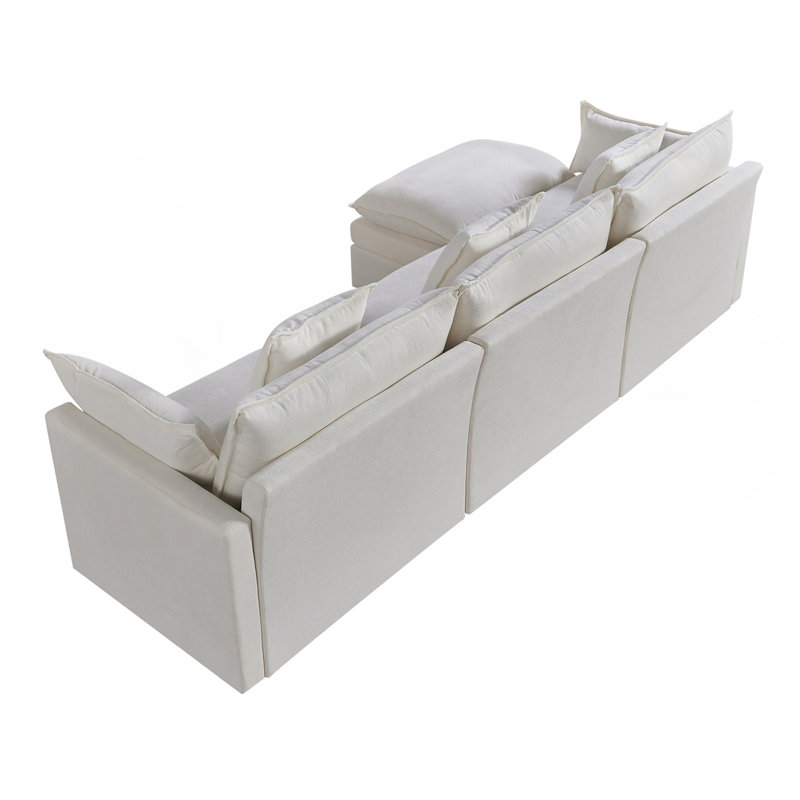 Canapé modulaire en L 108,66 "en chenille moderne avec méridienne convertible, canapé modulaire profond avec repose-pieds Comfy Cloud