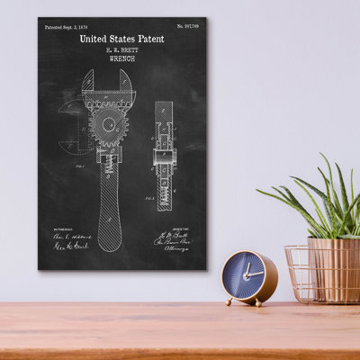 «Wrench Blueprint Vernis Chalkboard», art mural en verre acrylique
