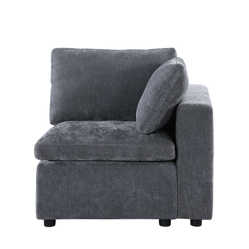 Fauteuil Chenille gris, modulaire et orienté vers la droite
