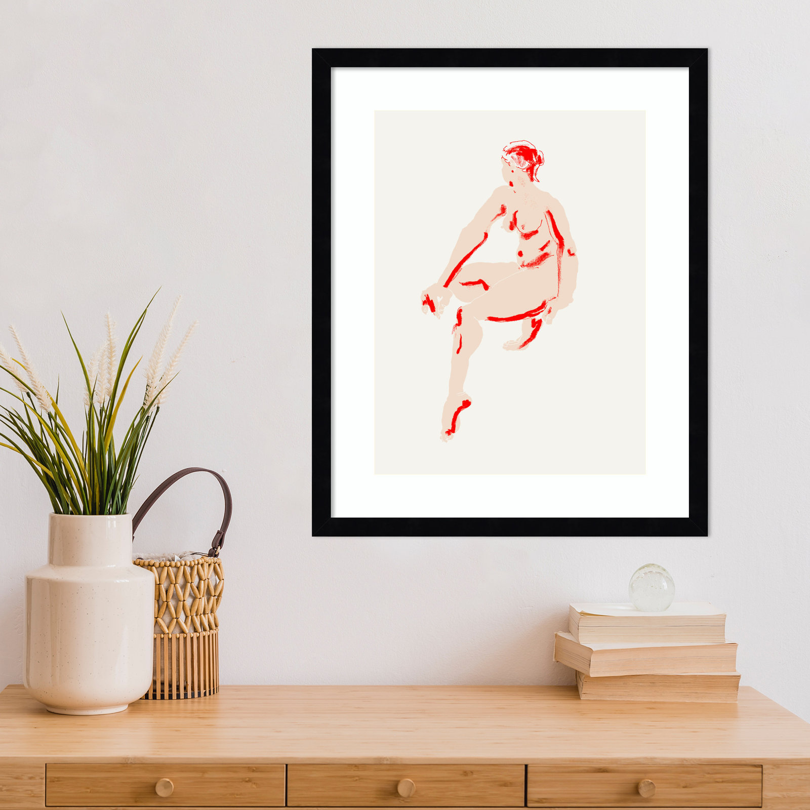 Henn "Naked Woman" Print, Black, 21" H x 17" W