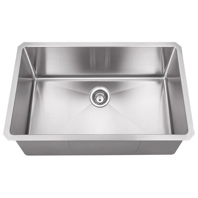 30"" L x 18"" W Single Bowl 16 Gauge Stainless Steel Kitchen Sink -  Hardware Resources, HMS190